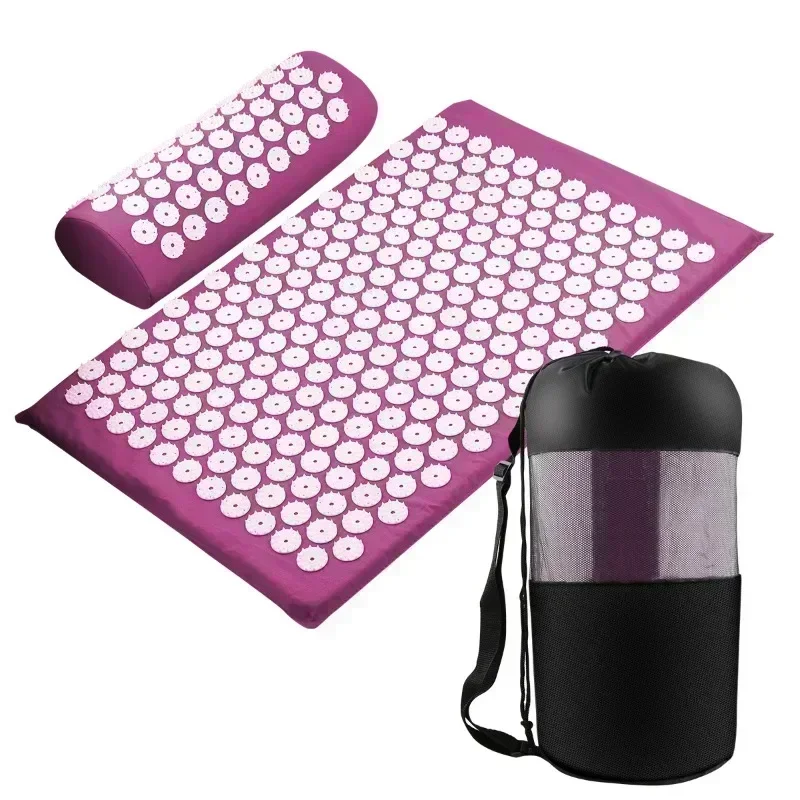Stress Back Cushion Massage Yoga Mat Back Pain Relief Needle Yoga Massage Mat Acupressure Relieve Pad with Pillow Masajeador