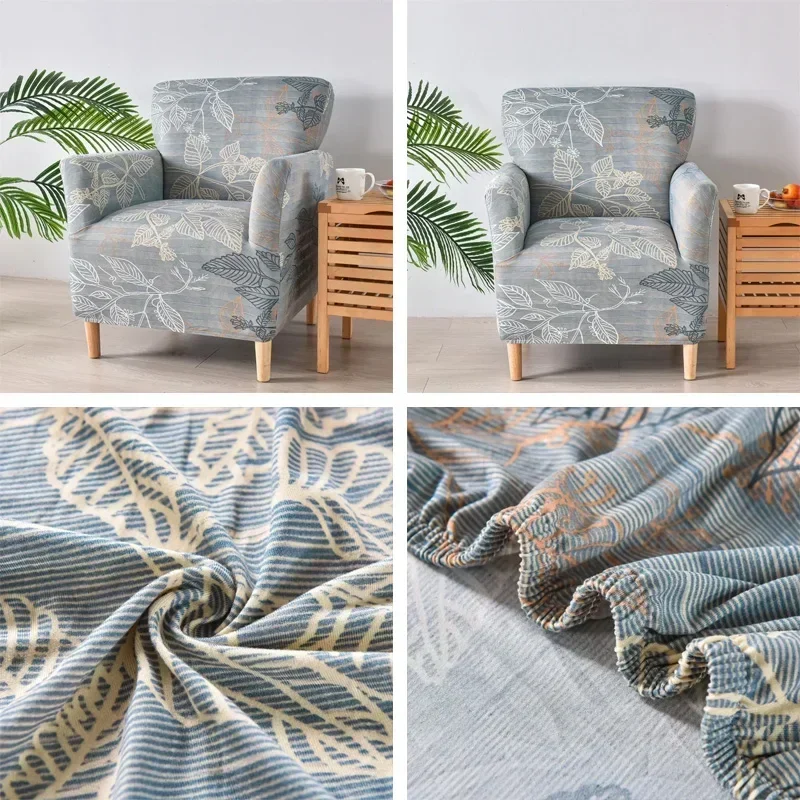 Tub Chair Cover Soft Spandex Printed Club Armchair Slipcovers for Living Room Elastic Single Sofa Covers Home Bar Counter Hotel 3