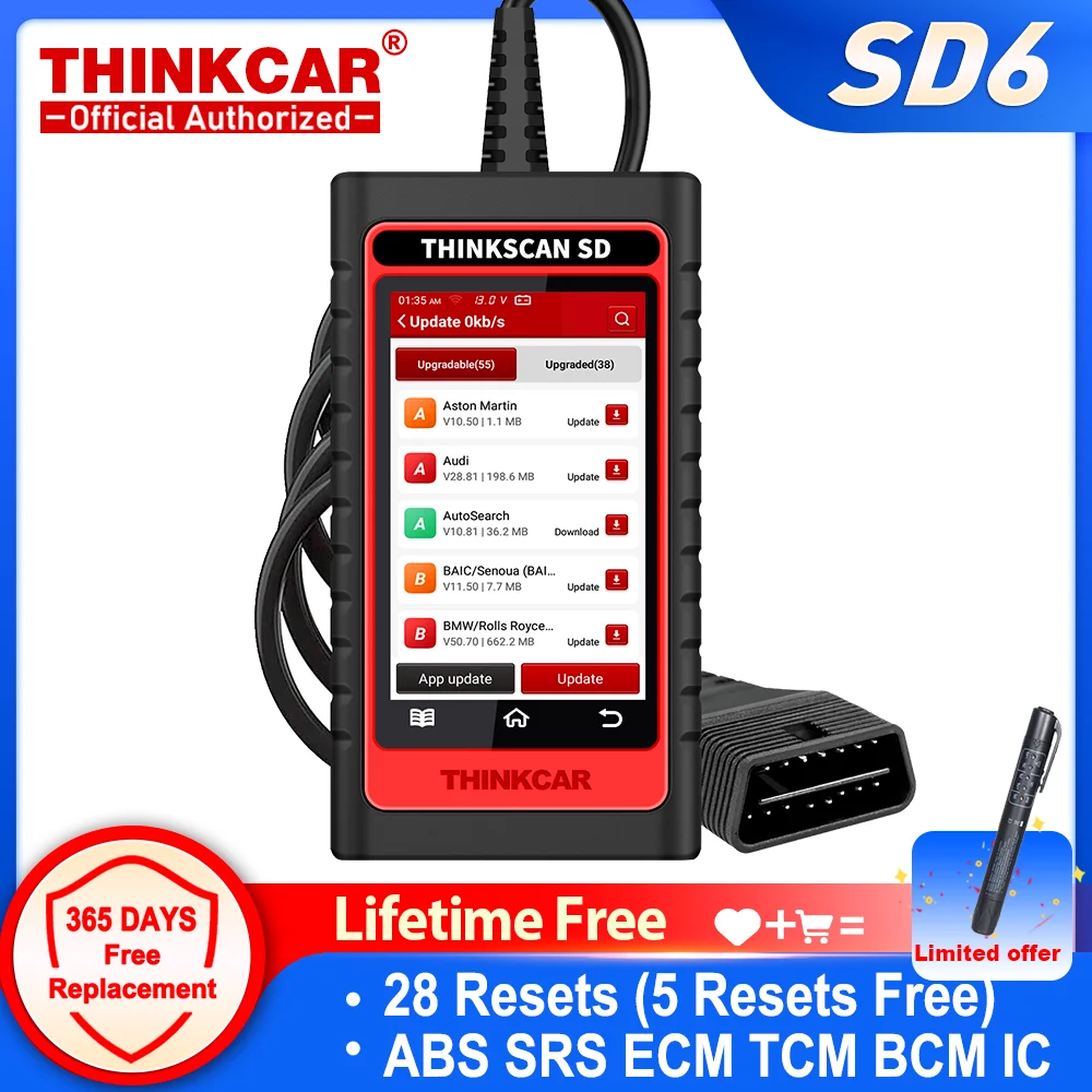 Thinkscan Sd6 Abs Srs Ecm Tcm Bcm Ic Obd2 Scanner With Af Reset 28