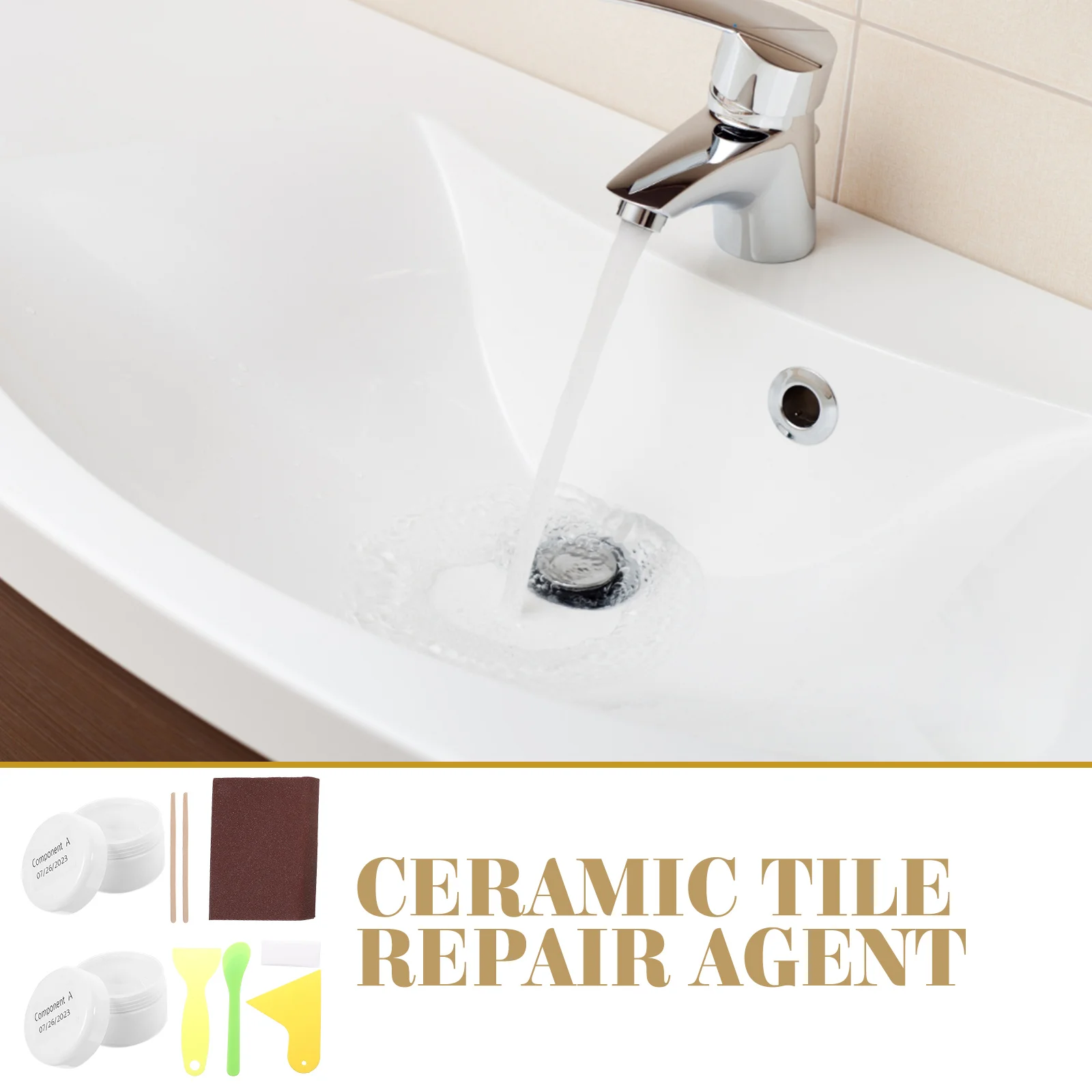 Ceramic Repair Kit Acrylic White Tub Tile Bathtub Refinishing for Pans Fiberglass Porcelain Suite