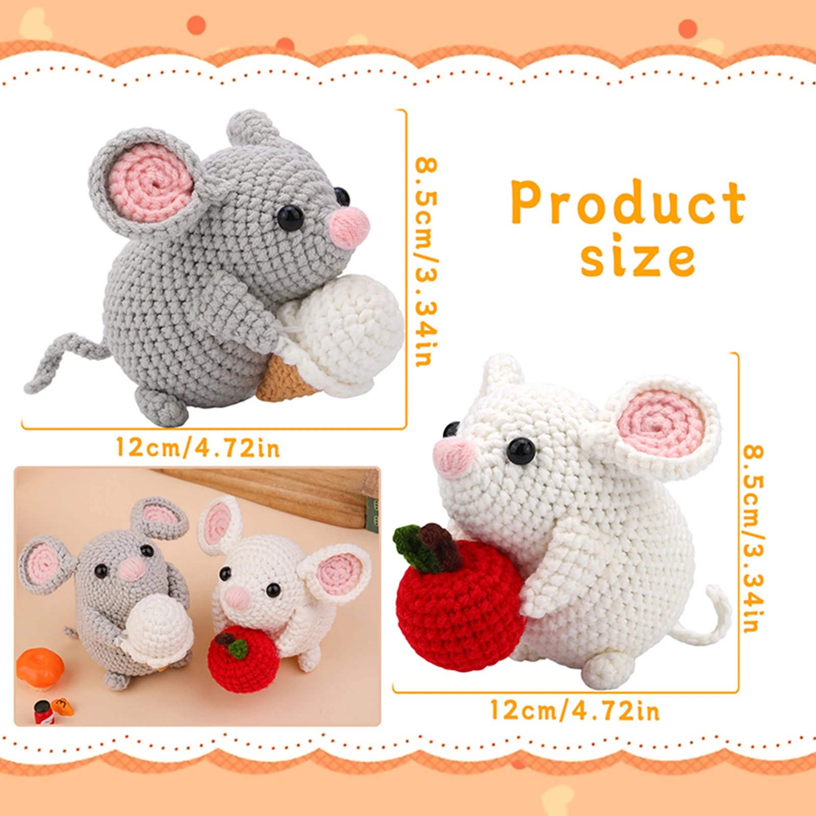 DIY Craft Mice Crochet Kit for Beginners Adults Learn to Crochet Kit With Step-by-Step Video Tutorials Thread Needles Hook Knit