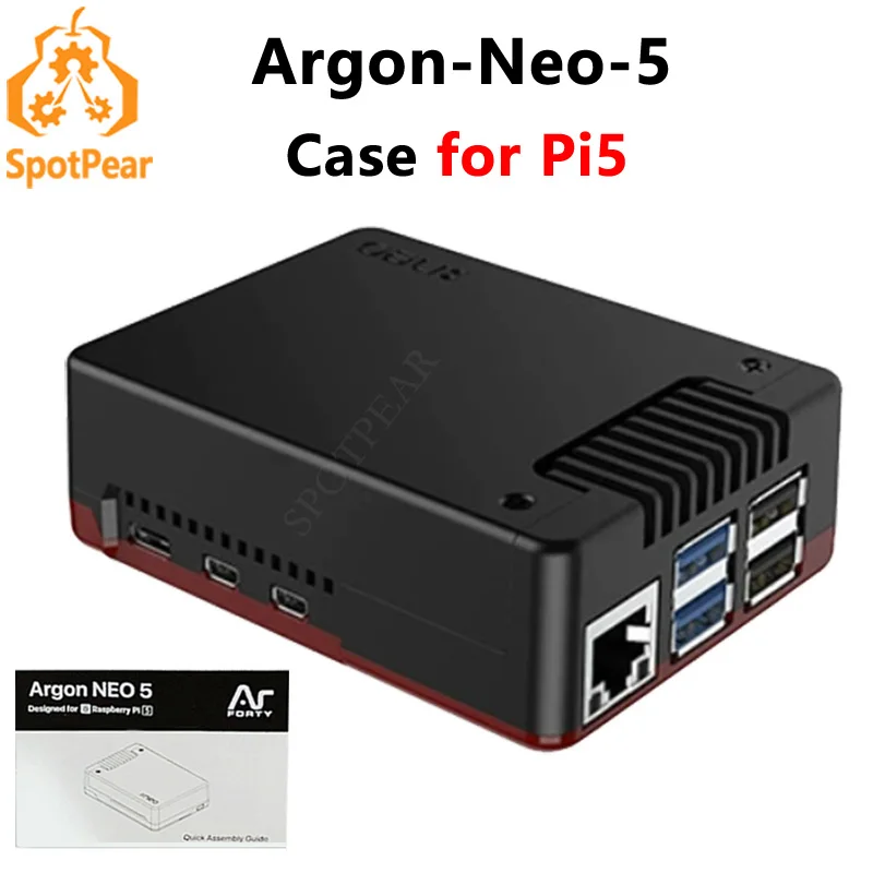 Custodia Protettiva Per Dissipatore Di Calore Raspberry Pi 5 Argon Neo 5 In Alluminio Per Pi5