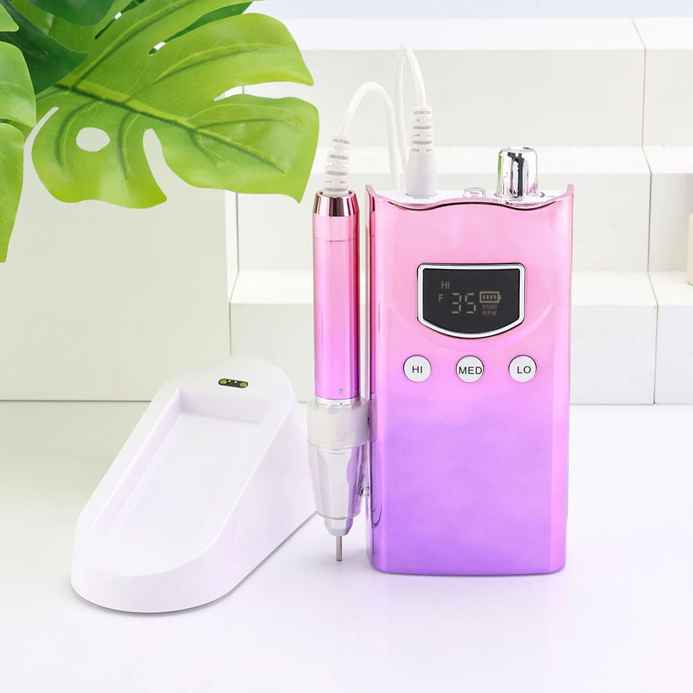 35K Brushless Cordless Nail Drill Machine 35000RPM Portable Rechargeable Manicure Electric Nail File Drill Special Desktop Base 5