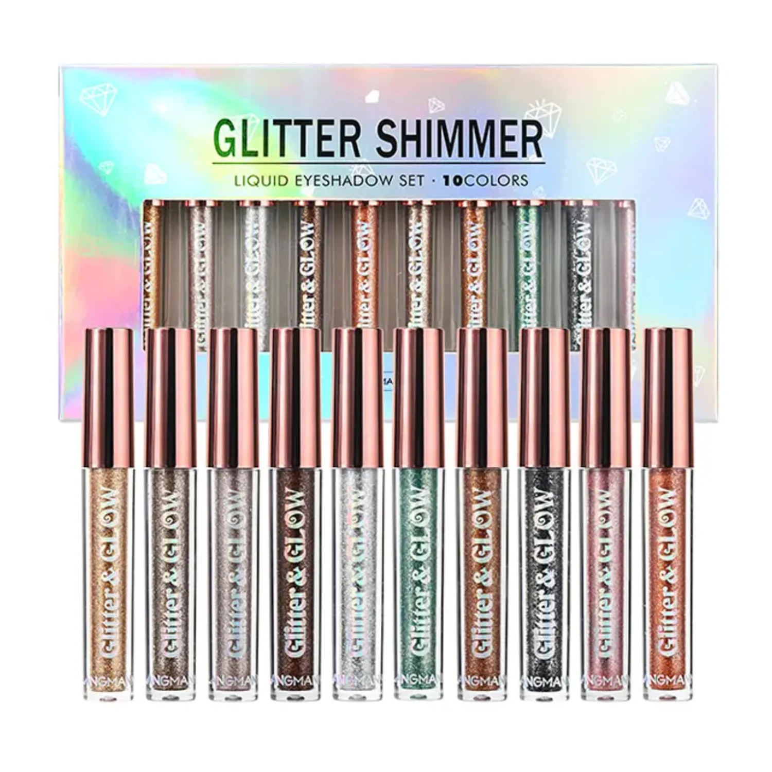 Set of 10 Sparkling Diamond Liquid Eyeshadows for a Glamorous Look 2