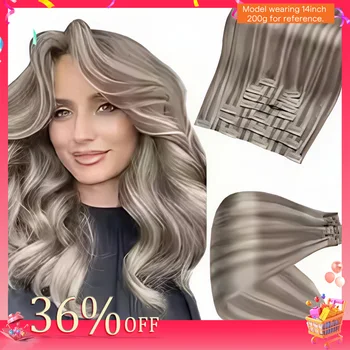 Full Shine Clip in Hair Extensions Human Hair 120g Seamless Invisible Clip In Extensions Human Hair Remy Balayage Blonde Color
