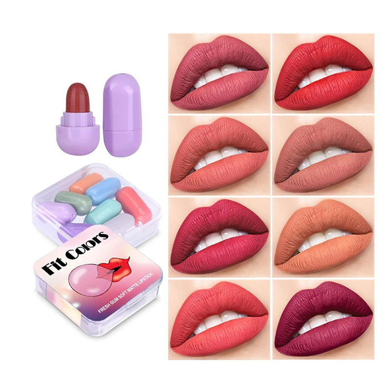 8-color mini matte lipstick set easy to color durable lip color soft fog lovely lipstick set