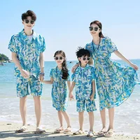 Parent-child Matching Beach Couple Daughter Same Dress Father Son Shirts SetClothes Summer Vacation Look Family Clothing Mother 1