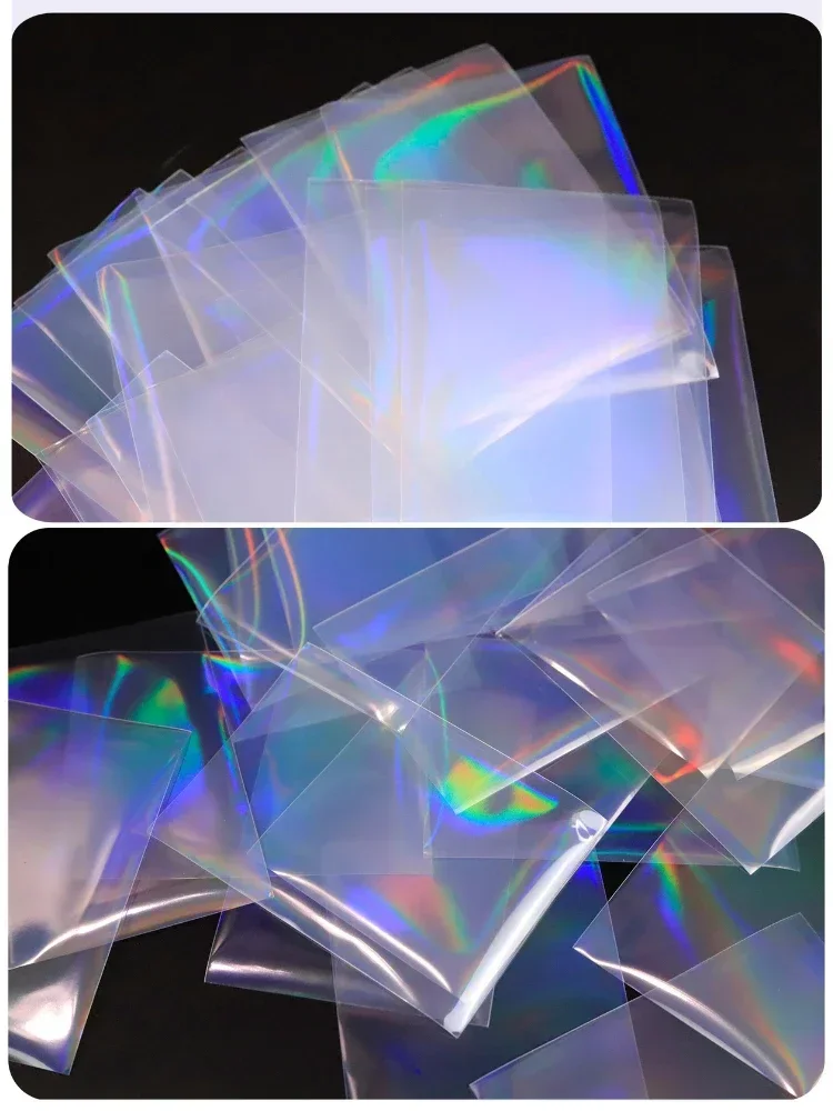 Card Bags Laser Color Cards Sleeves Protector Card Holder Foil Transparent Clear Kpop Photo Cover Pouch Kit 50Pcs Set wallet card holder,card holder,credit card holder,card wallet,wallet card bag,trading card album,card sleeve,card sleeves,card binder,playing cards holder