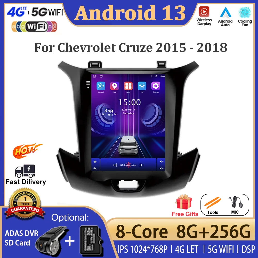 

Android 13 9.7 '' For Chevrolet Cruze 2015 - 2018 Car Video Player Navigation Multimedia Automotiva Wireless Carplay 5G WIFI BT