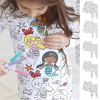 Diy Children's Graffiti Sleepwear Hand-painted Colorable Set Home Clothes Comfortable Soft Material Kids' Fashion Clothing