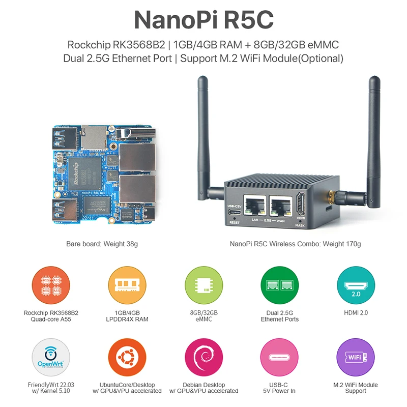 RealQvol  R5C Ĩ RK3568B2 A55  2.5G ̴ Ʈ, M.2   , , Openwrt, , , HDMI2.0