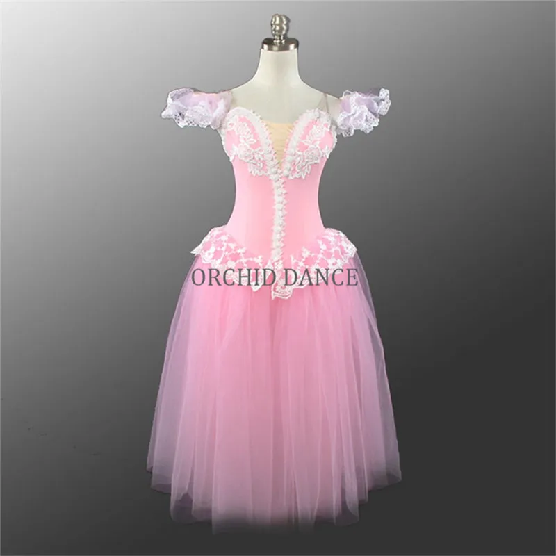 

Professional High Quality New Products Kids Girls Long Performance Wear Tenderness Pink Purple Ballet Romantic Tutu