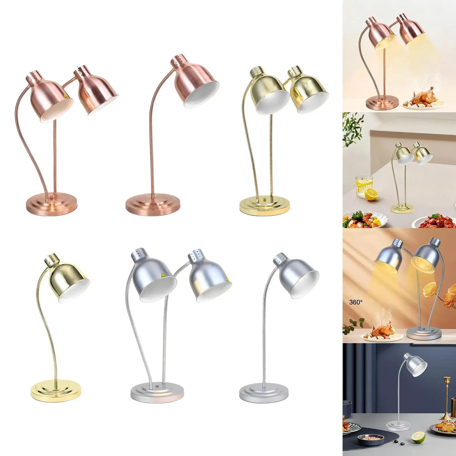 Food Heat Lamp Catering Heating Lamp without Bulbs Electric Heat for Food Catering for Kitchen Fried Cafeteria Chicken