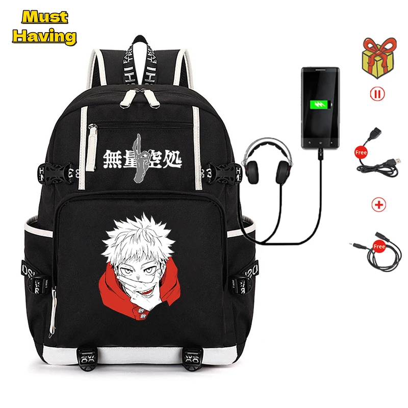 

Anime Jujutsu Kaisen Backpack for Teenagers Boys Girls Student School Bookbags Travel Laptop Bag Rucksack Daypack USB Charging
