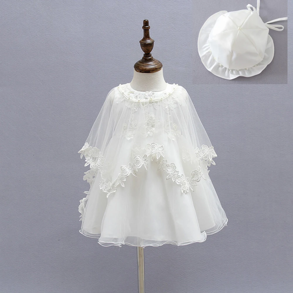 

Baby Christening Gown White Tulle Infant Princess Baptism Dress Toddler Baby Girls Party Wedding Dresses Size 0-18M