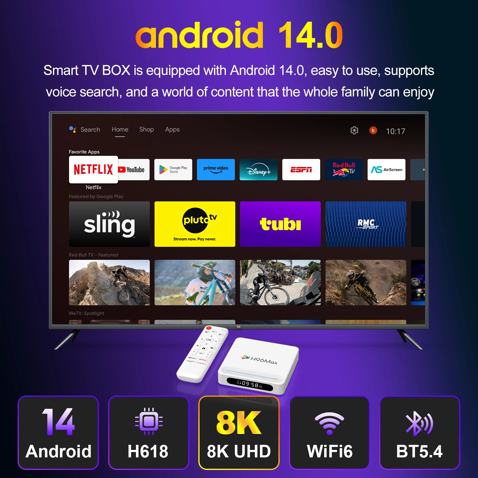 Woopker Android 14 Smart TV Box H96 MAX H618 PLUS 8K Wifi6