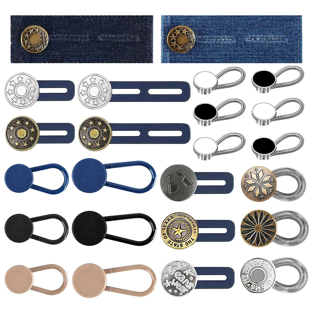  12PCS Button Extenders for Jeans, Pants Waist Button Extender,  Jeans Waist Extenders Collars/Cuffs Extender Metal Buttons, No-Sew Extend  Buttons for Women Men Pants Dress Shirts