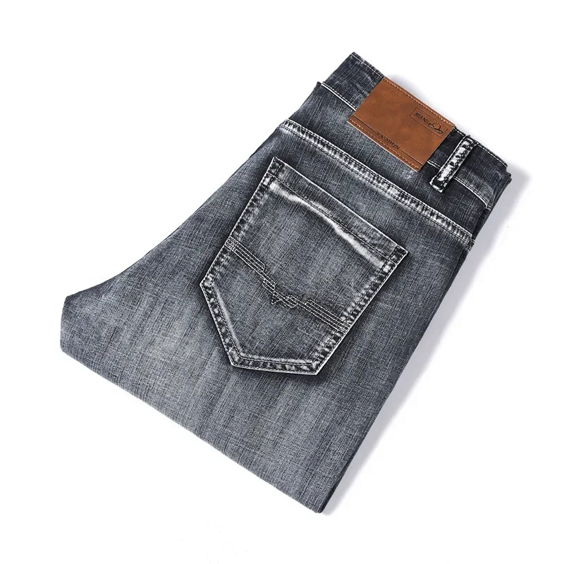 

Мужские эластичные джинсы, свободные хлопковые прямые джинсы на молнии, корейский стиль, весна-лето 2024