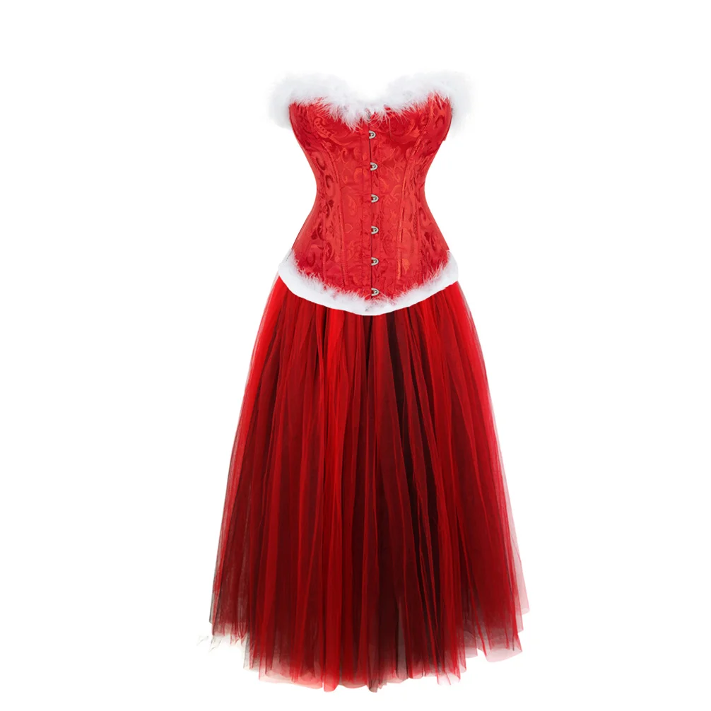 Christmas Corset Dress Jacquard Bustiers Skirt Christmas Party Outfits
