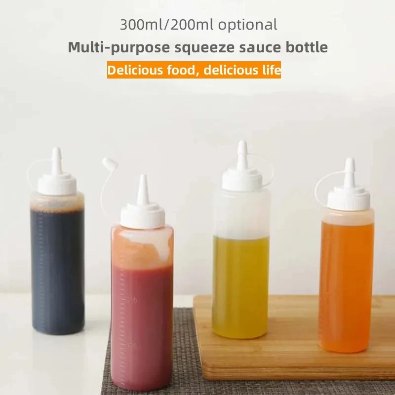 200ml/300ml Plastic Salad Dressing Squeeze Bottle for Ketchup Mustard Mayo Hot Sauces Olive Oil for Sauce Squeeze Bottles