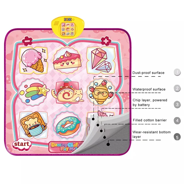 Children's Dance Mat Educational Sports Toys For Kids Anti-Slip And Kids-Friendly Material LED Lights Adjustable Volume Multiple 6