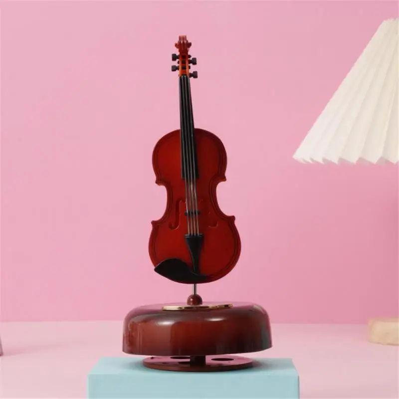 Rotating Music Box Guitar Violin Music Box Birthday Gift Girl's Festival Gift Creative Decorations In The Living Room Decor