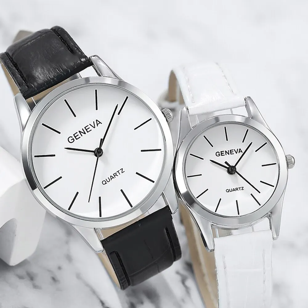 Couple Quartz Watch Bead Bracelet Round Couple Watch 4pcs quartz watch fashion couple watches