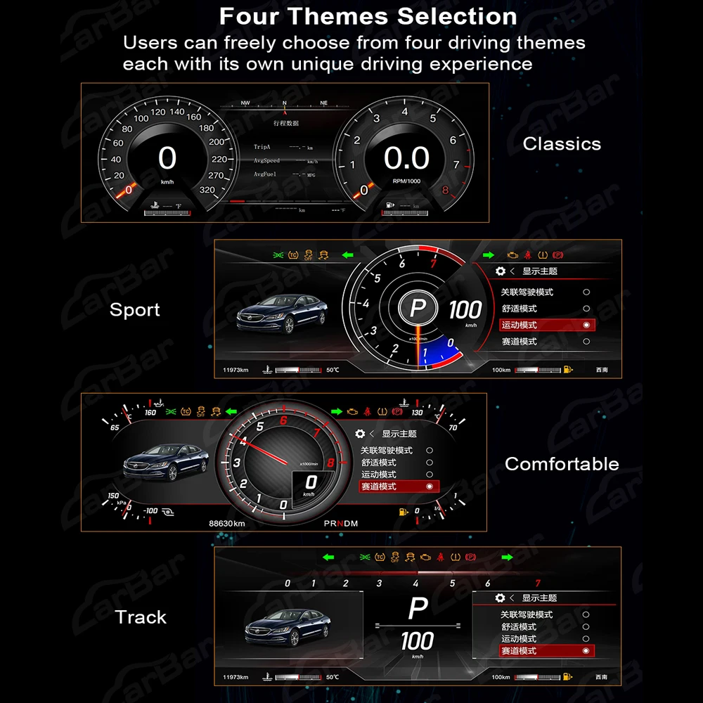 Carbar 12,3 "pantalla LCD para salpicadero para Chevrolet Malibu XL 2015-2022 generación grupo de instrumentos digitales para coche 4