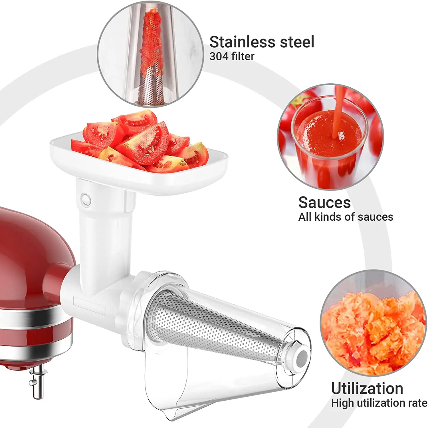 Fruit and Vegetable Attachment Strainer Set with Meat Grinder for
