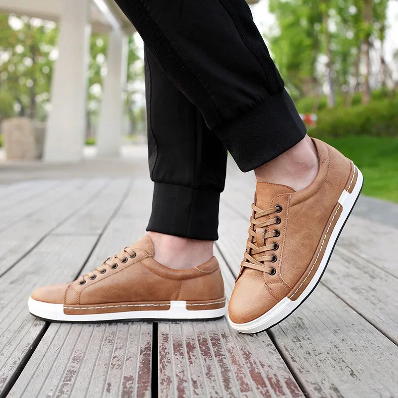 Men's Leather Casual Shoes Comfort Sneakers Lace Up Flats Lightweight Walking Shoes for Men Loafers Big Size48 Zapatillas Hombre