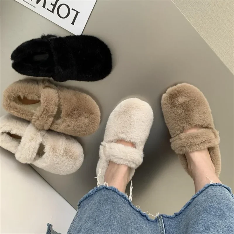 Mary Jane's plush shoes are worn with soft soles on the outside and pushed with one foot