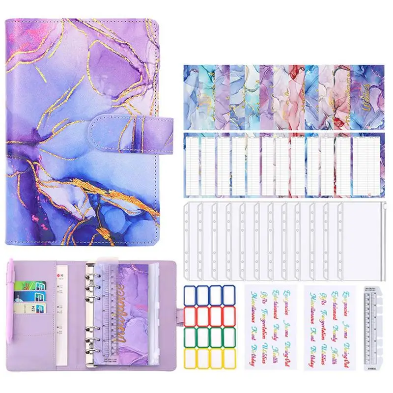 

Marble Money A6 Budget Planner Binder 12pcs Zipper Pocket Cash Envelopes For Budgeting Money Organizer For Budget Binder