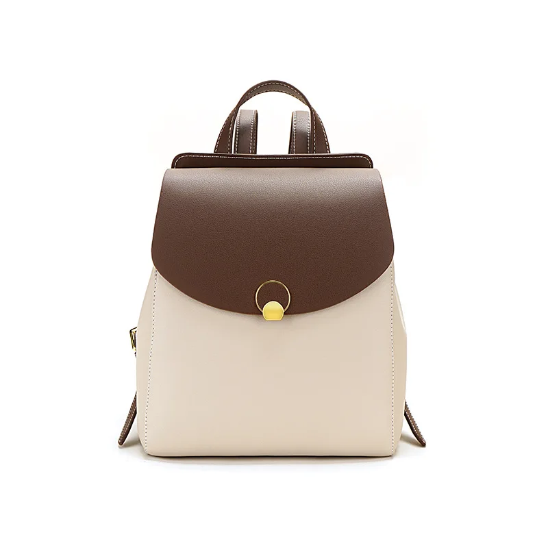 New Women Cowhide Leather Shoulder Backpack For Teenage Girls Luxury Brand Bags