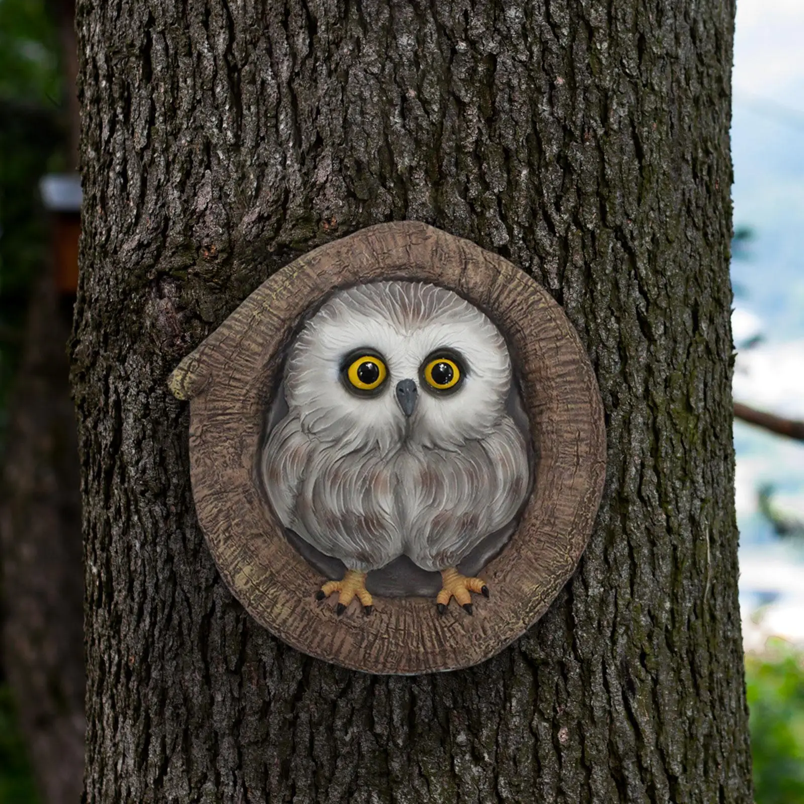 Owl Statue Garden Tree Decoration Hand Painted Water Resistant Gardening Art for Housewarming Gifts Easily Install Multipurpose