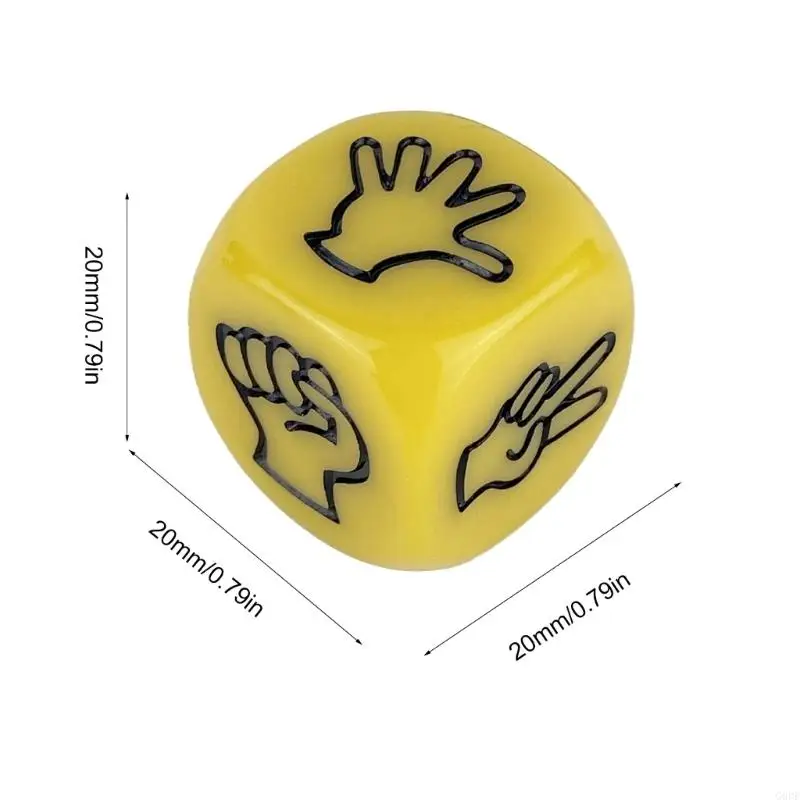G6DE 10Pcs 6 Sided Acrylic Dices 20mm Rock Paper Scissor Game Dices Finger Guessing Game Drinking Party Toy
