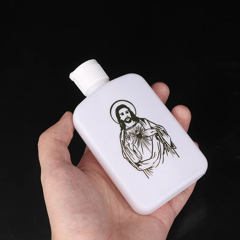 100ml holy water bottle Holy Water Bottles with Screw Lid Plastic Holy Water Container Empty Containers with Gold Cross