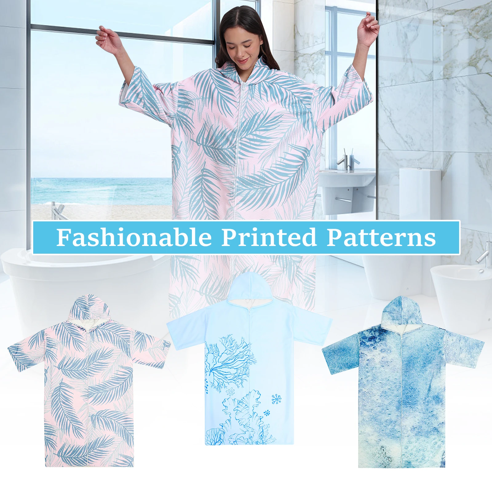 Hooded Changing Robe Fashionable Versatile Cover Up Changing Towel Absorbent Towel Swim Robe Poncho for Swimming Pool