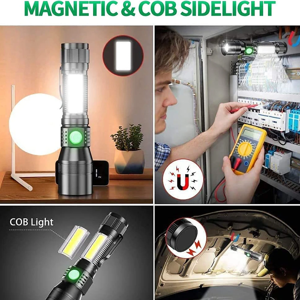 UV Light & Strong Light Flashlight USB Rechargeable Camping Lantern Pets Urine Stains Black Led Ultraviolet Torch