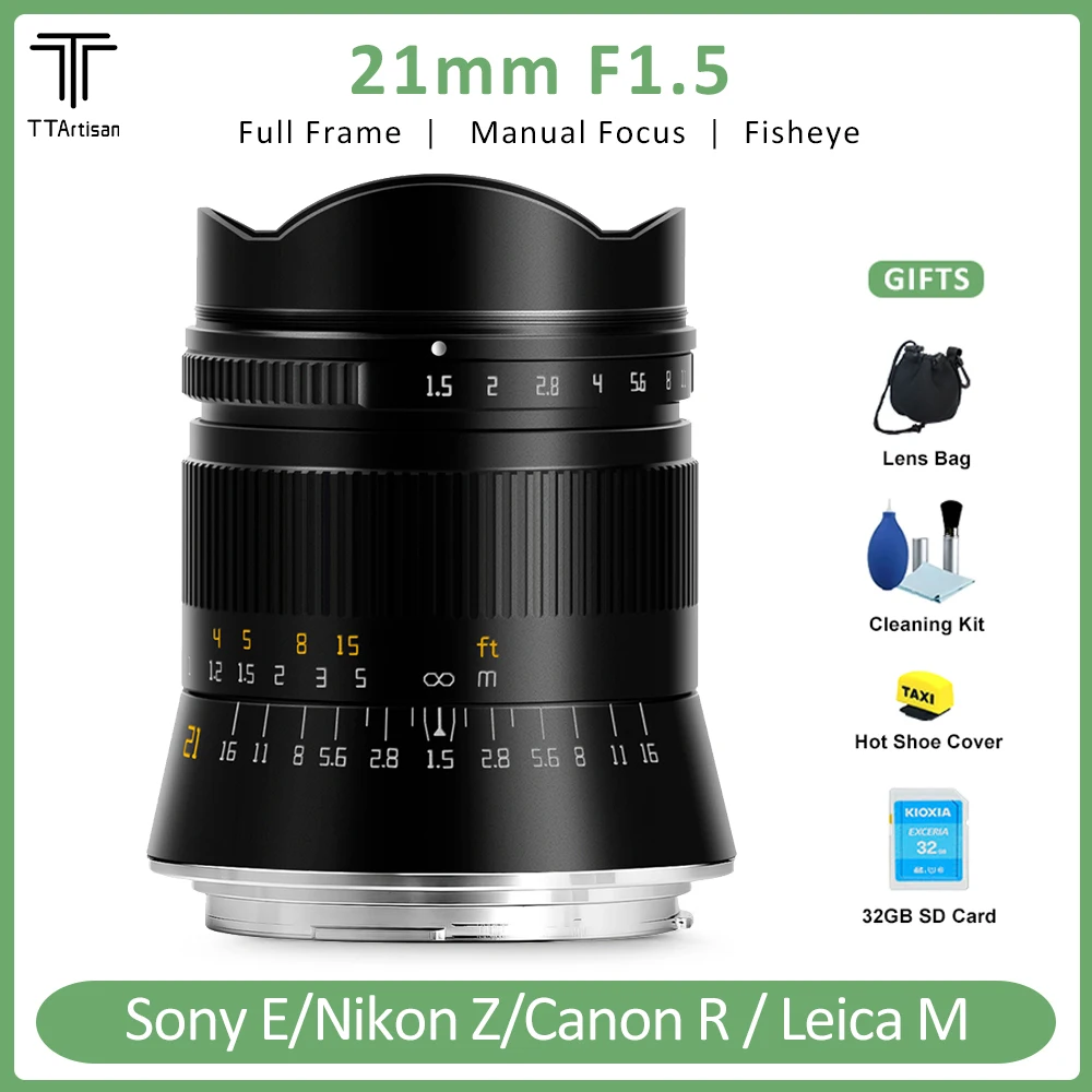 

TTArtisan 21mm F1.5 Full Fame Large Aperture Fixed Focus Lens for Leica M Mount M240 Sony E FE A73 Nikon Z Z7 Canon R RP Camera