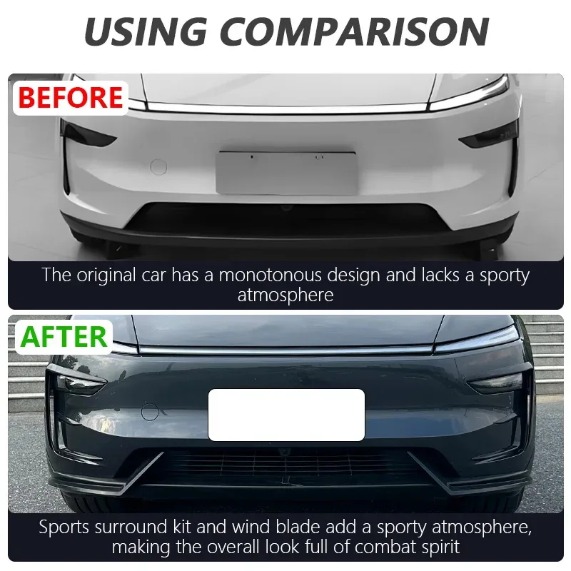 테슬라 모델 Y 주니퍼 2025 2026용 AD 프론트 범퍼 립 윈드 블레이드 에어 스포일러 ABS 스포츠 바디 키트 모델 Y 주니퍼 액세서리