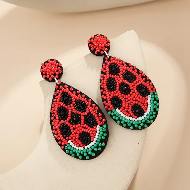 Watermelon Slice Watermelon Seed Bead Earrings Paparazzi Rice Bead