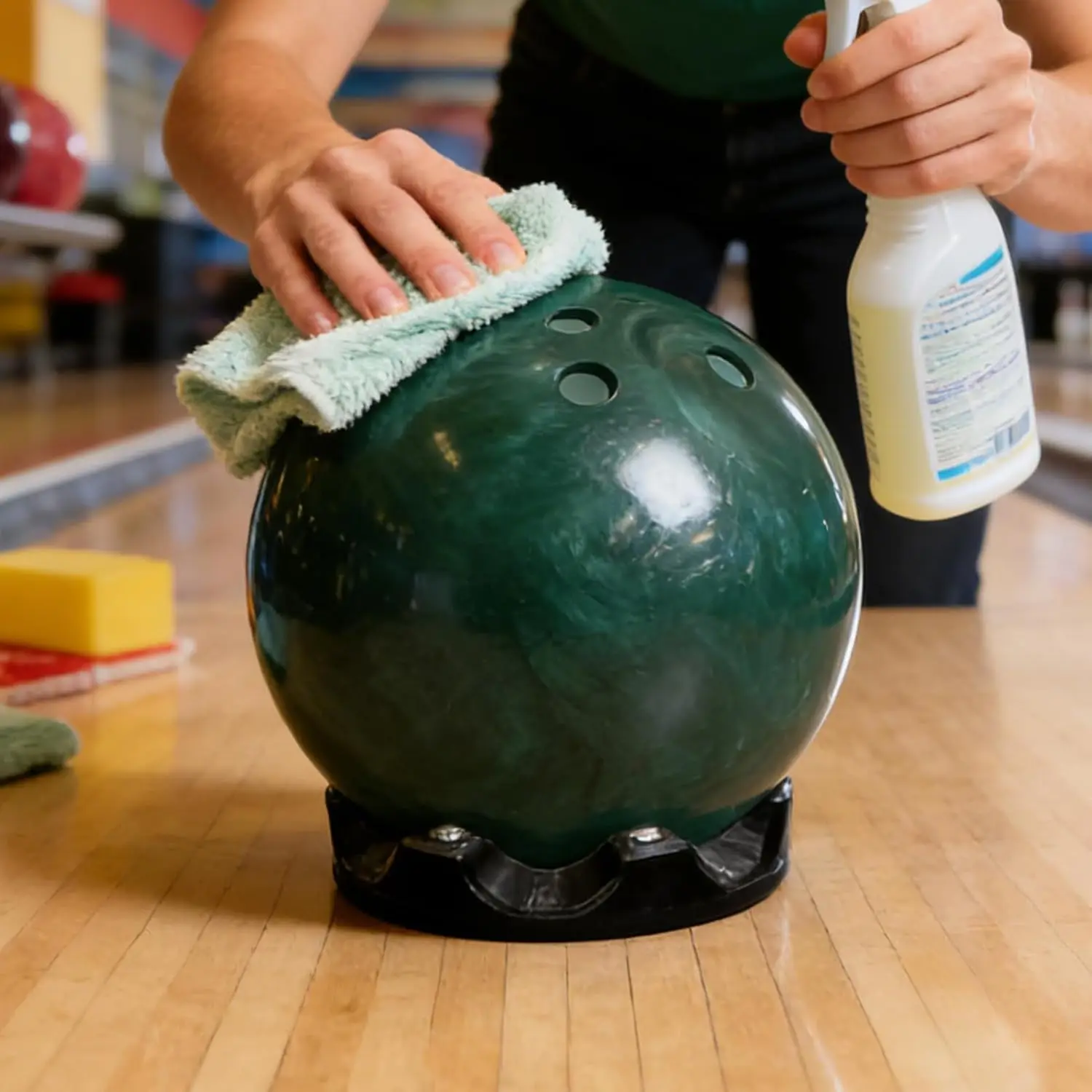 Supporto Girevole per Palla da Bowling, 14,5 cm 360° ° Espositore Girevole per Palline, Supporto per Pulizia e Lucidatura Anelli - immagine 3