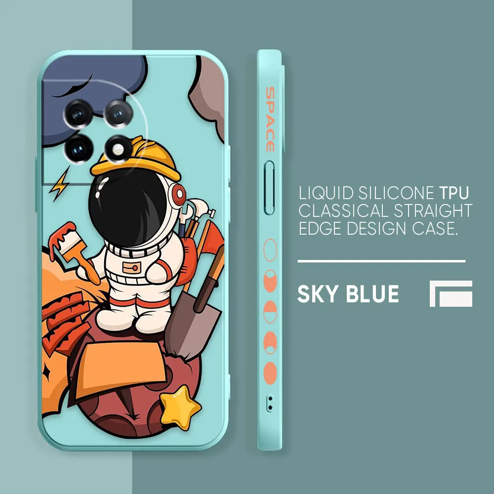 thumbnail image 1 of Case For Oneplus 5 6 9 9R 8 8T 7 7T A3 2 2V NORD 3 2 Lite Pro Simple Liquid Silicone Case Cartoon Spa3 Astronaut, 1 of 5