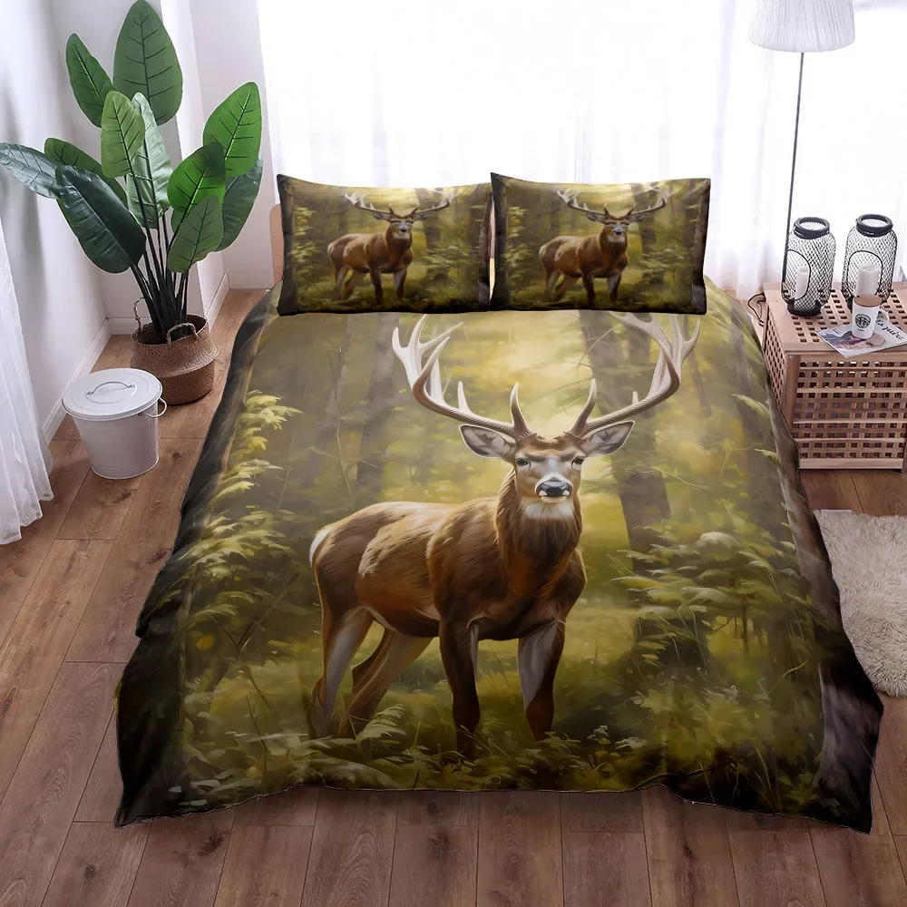 Camouflage Deer Duvet Cover Set UK Single Double Queen US Twin Full King Size pkm Bed Linen Set