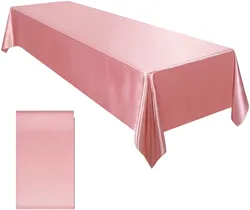 Elegant Satin Rectangle Tablecloth - Bright Silk Cover for Weddings & Special Events (Rose gold)