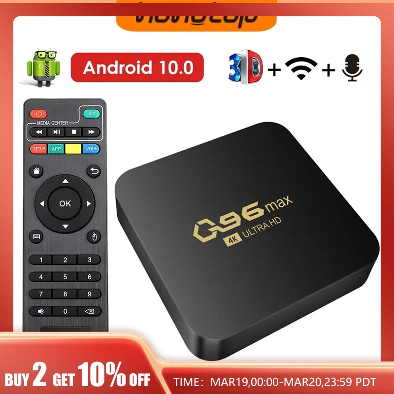 HONGTOP WIFI 4K Q96 MAX 스마트 TV 박스 2.4/5G 셋톱 박스 안드로이드 10.0 미디어 플레이어 안드로이드 쿼드 코어 스마트 TV 박스 미디어 플레이어