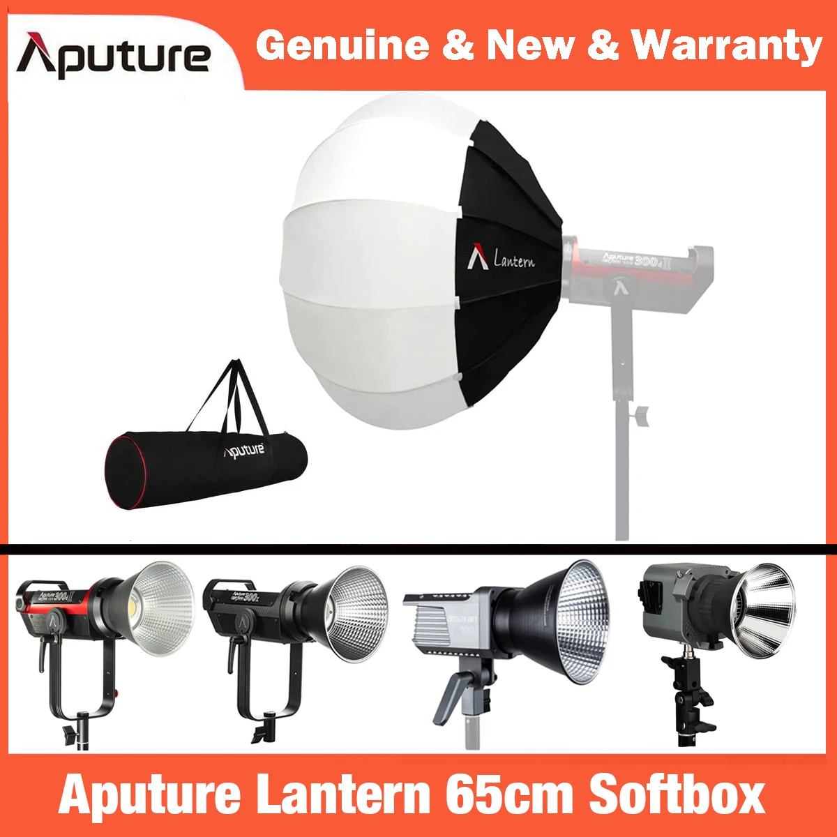 

Aputure Lantern Softbox Soft Light Modifier Standard Bowens Mount for Aputure 300D Mark II 120D 120T 120D Mark II 300D II