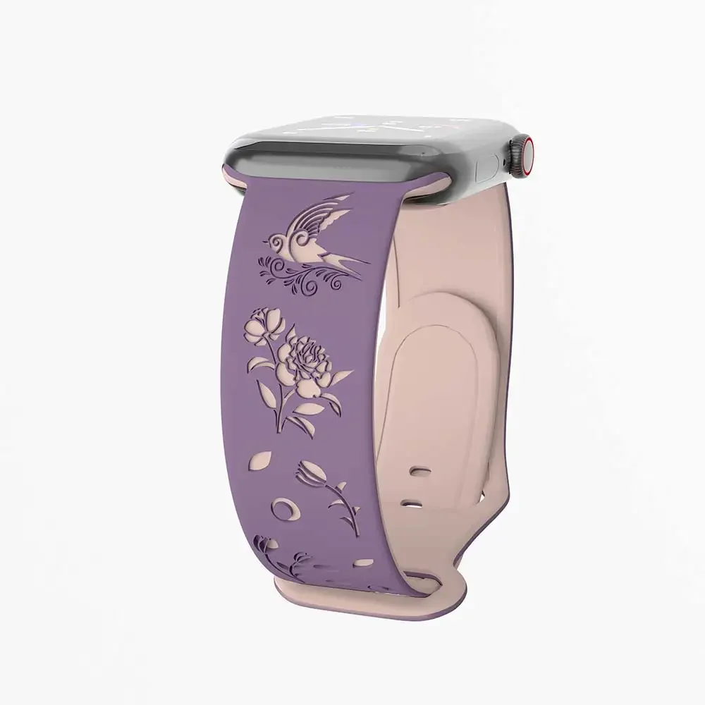 Swallow Engraved Silicone Apple Watch Band Bracelet