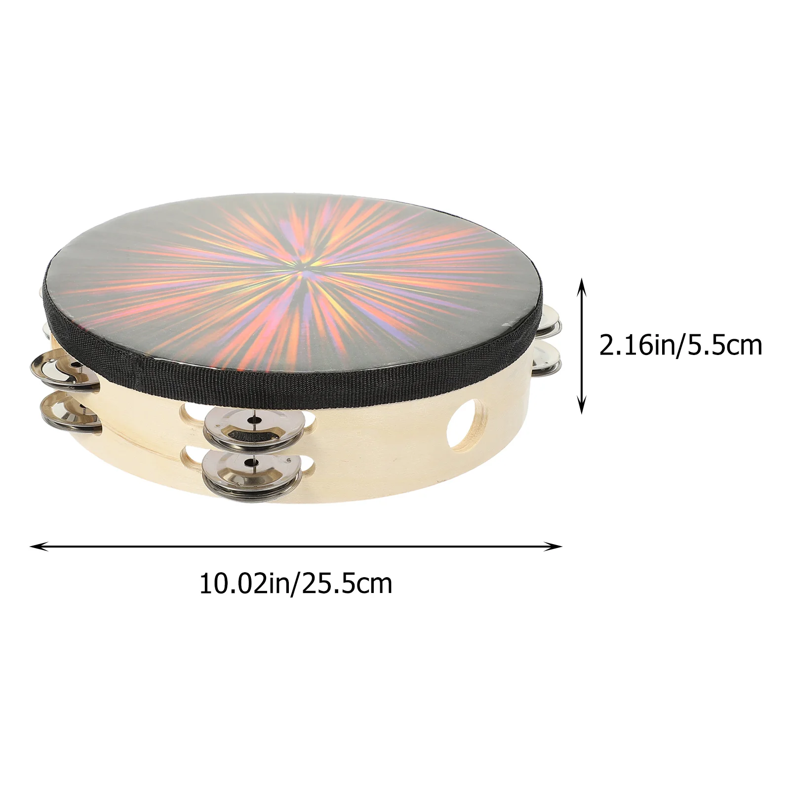 2 Pcs Bright Colorful Drum Durable Wooden Tambourine Kids Percussion Hand Instrument Toys Stage Musical Instruments