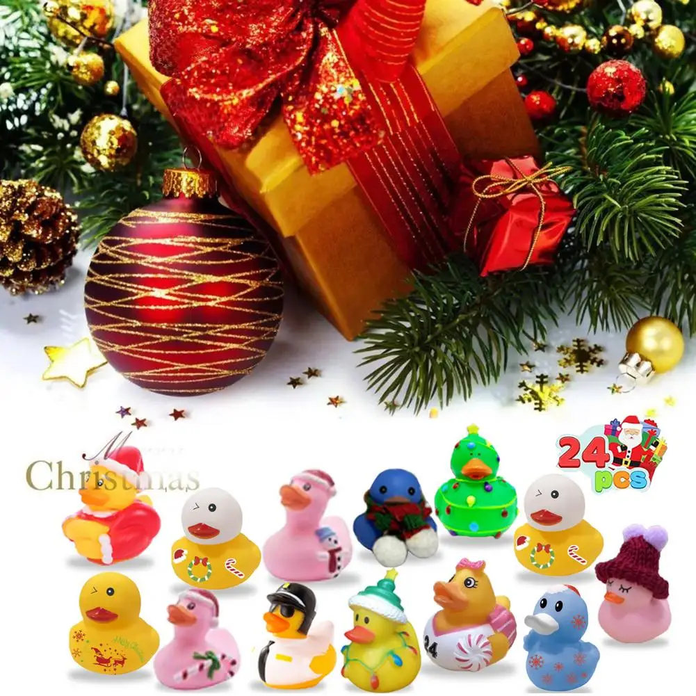 Duck Countdown Calendar Christmas Countdown Duck Blind Box Mini Vinyl Cartoon Figurine Advent Calendar Toy Set for Kids Adults